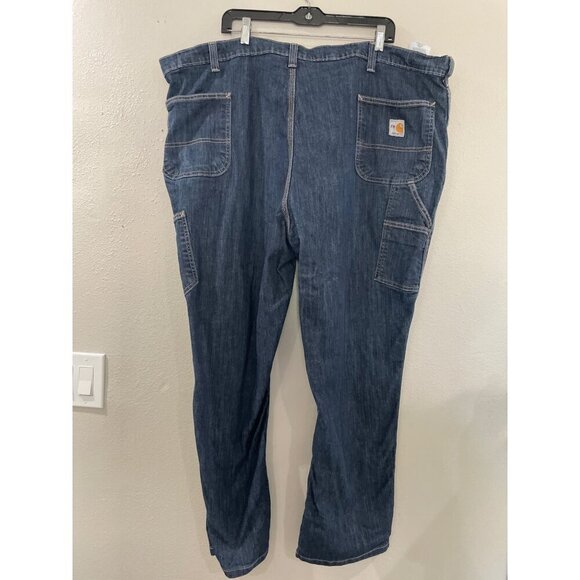 Carhartt Jeans Mans Cotton Blue Carpenter Flame resistant Size 50x30 - Picture 2 of 8